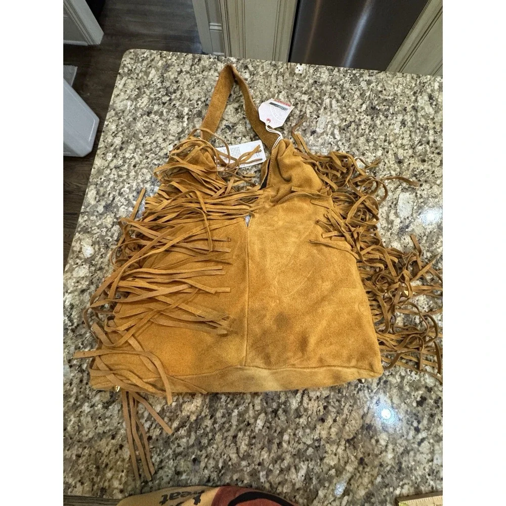 Divina Firenze Fringe Suede Leather Hobo Bag Southwestern Festival Boho